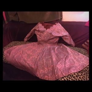 Vintage 50’s Pink Lavender Brocade evening Dress L